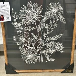 SAPNA SHAH framed Floral Black and White Art Print, titled Dreaming of Beauty.